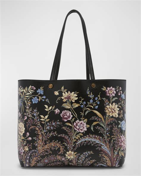 gucci floral print faux leather totes w leather handles